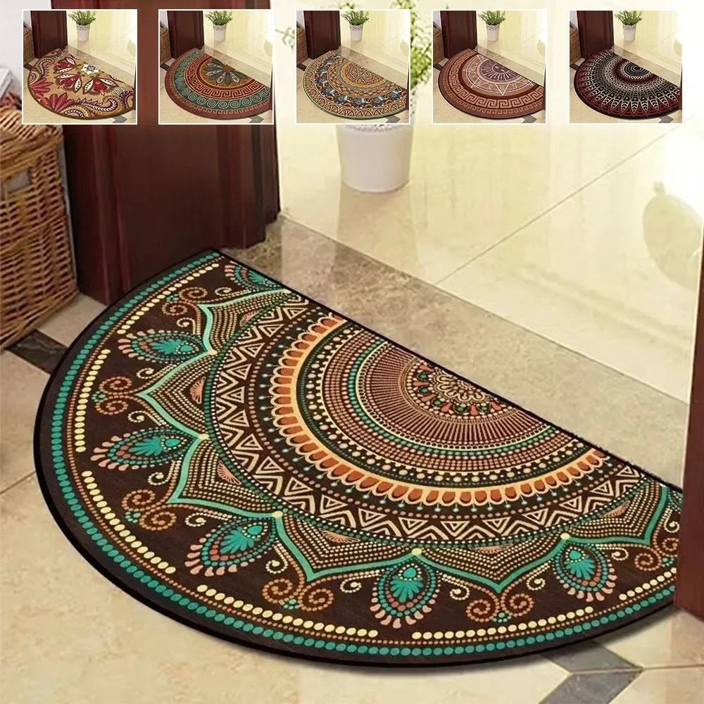 

Semicircle Door Mat Entrance Door Mat Household Non-slip Absorbent Bathroom Rug Retro-minimalist Foot Mat Felpudo Puerta Entrada