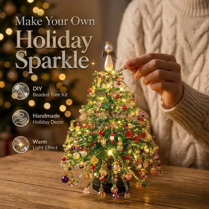 DIY Crystal Bead Tree Craft Kit, Christmas Holiday Ornament Making Set, Fun Festive Activity Gift