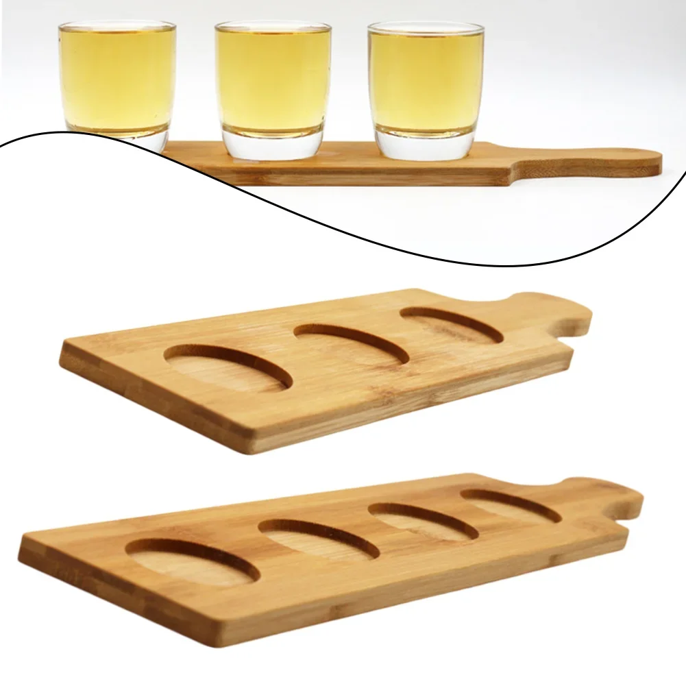 Eco Friendly Wooden Tray with Porous Design for Small Wine Glasses Tea Cups and Beer Glasses in Home or Bar Settings