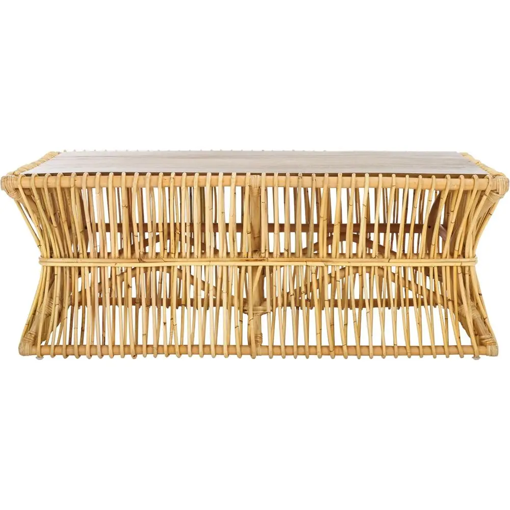 

Collection Tropical al Boho Natural Brown Rattan Solid Wood Coffee Table Fully Assembled