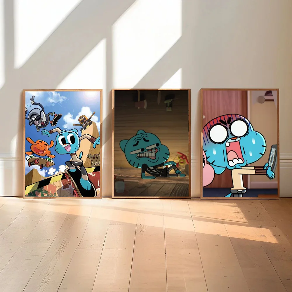 1pc The Amazing Funny World Of Gumball Self-adhesive Art Poster Waterproof Paper Sticker Coffee House Bar Room Wall Decor