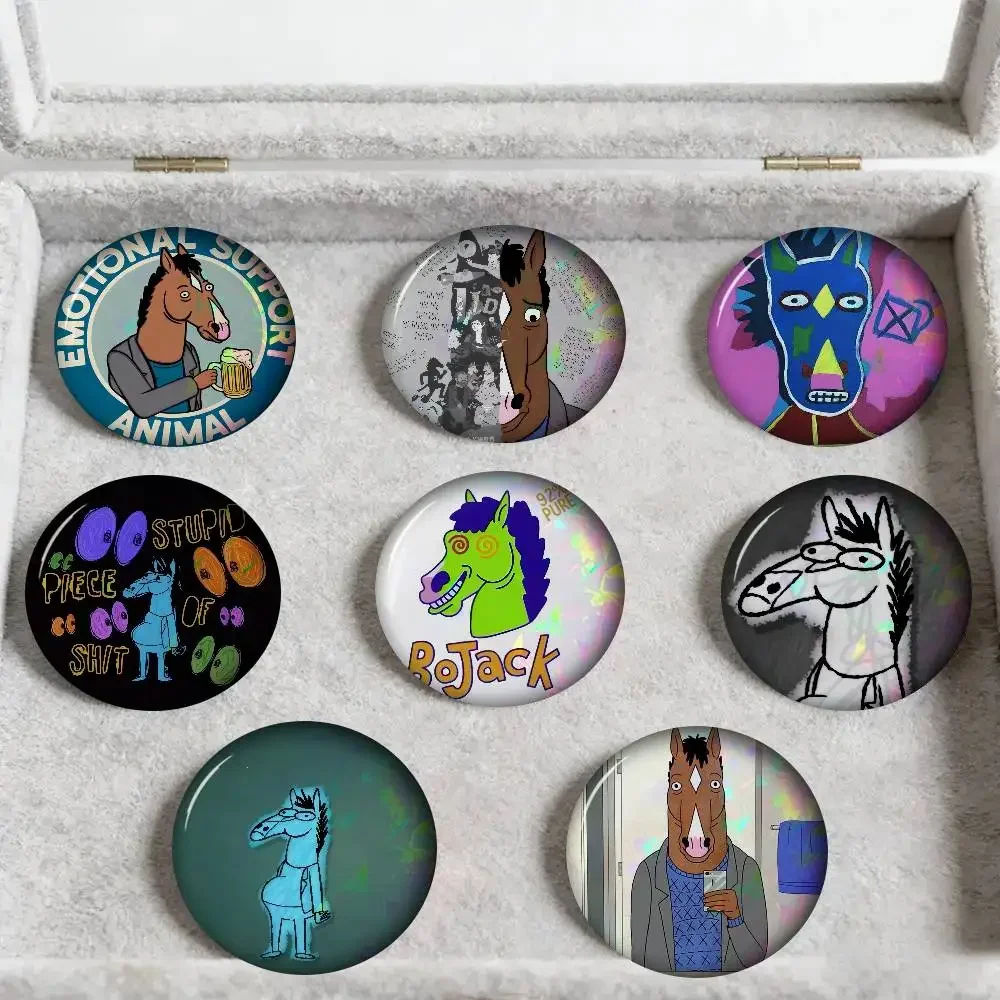 Anime BoJack H-Horseman 32/44/58MM Anpassbare Anstecknadeln Niedliche Lustige Kreative Abzeichen Schmuck Deko Geschenke für Freunde