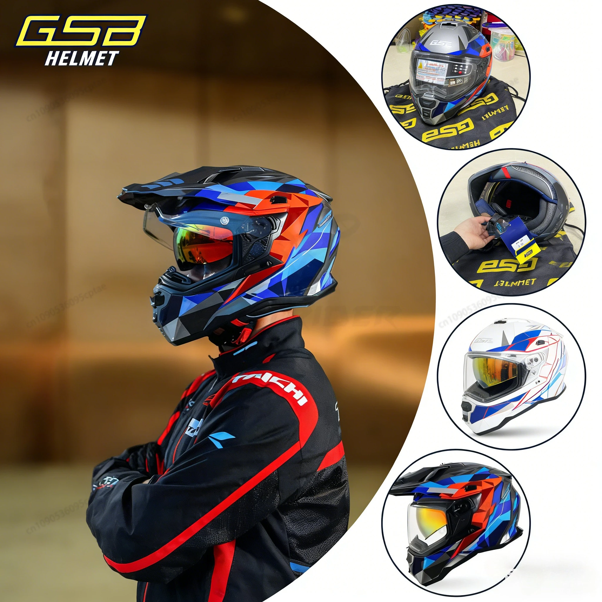 

GSB XP-22 motorcycle tension helmet motocross off-road double lens motorcycle helmet four seasons breathable unisex
