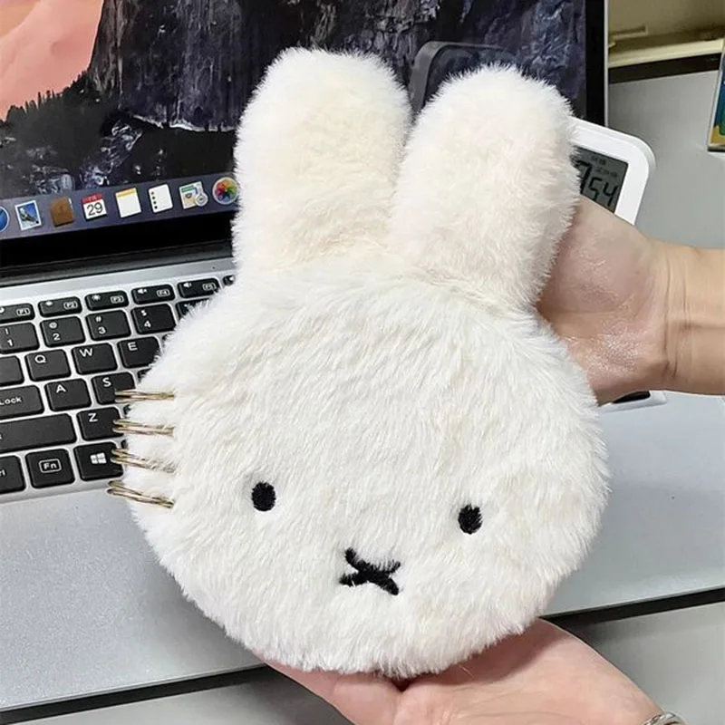 Cute Miffy Notebook Plush Cover Personalized Journal Diary Notepad 60 Sheets Lined Paper Kawaii Stationery School Office Gifts