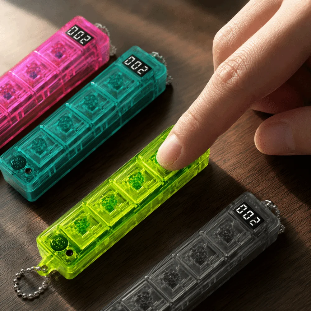 With LED Light Keyboard Fidget Crystal Clicker Calming Game Console Hand Fidget Portable Free Assembly Sensory