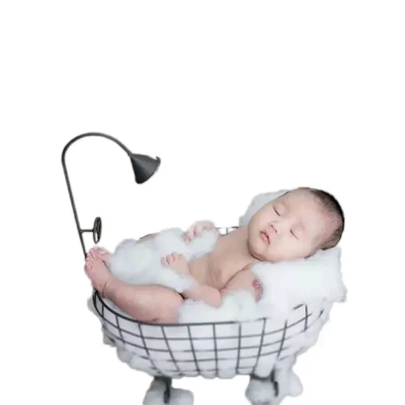 1pcs Newborn Photography Props Iron Small Bathtub Baby Auxiliary Shooting Props Full Moon Baby New Small Basket Baby Products