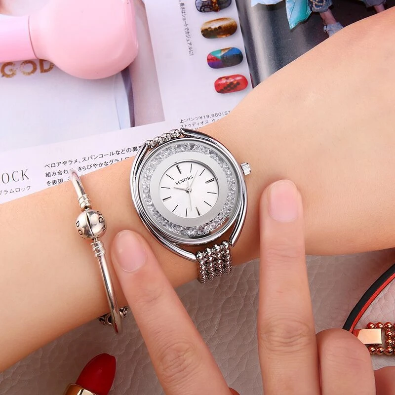 Elegantsimple and fashionable quartz watch 2025 new diamond-encrusted alloy waterproof trend classic women's watch birthday gift