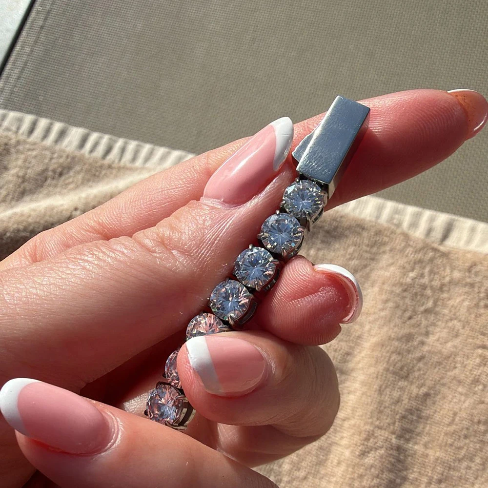 

ESKEEM 3/4/5mm Iced Out Tennis Bracelets Stainless Steel 18k Gold Plated Tennis Chain Men Women Free Laser Logo Wholesale