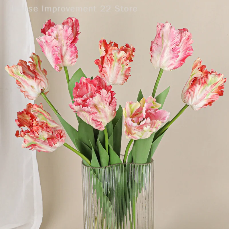 1 pz resistente all'usura 68 cm lavorazione squisita stelo lungo 3D pappagallo tulipano fiore finto fiore artificiale per la casa
