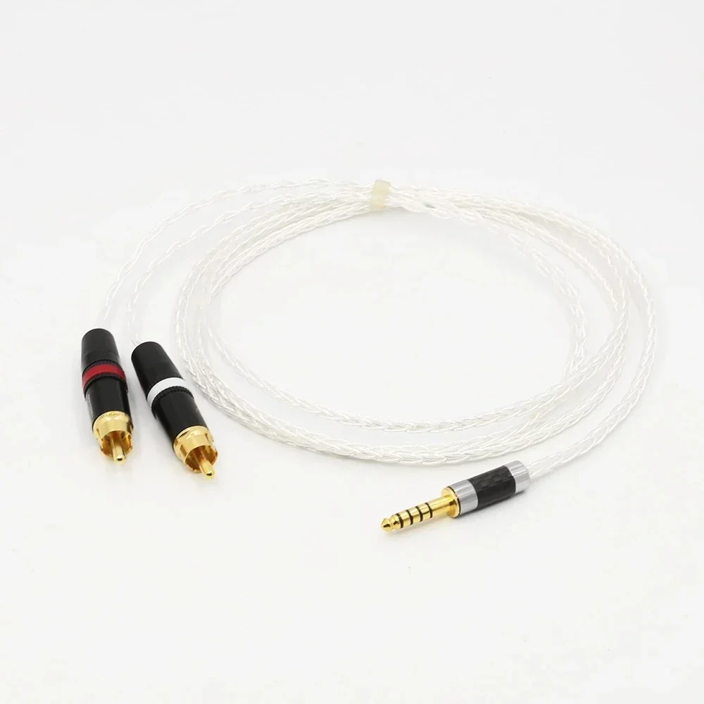 8-rdzeniowy posrebrzany kabel słuchawkowy Audio HIFI 4.4mm do 2 RCA pozłacana wtyczka przewód zamienny