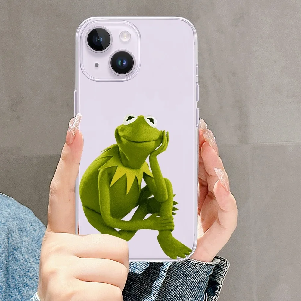 Disney kermit The Frog Memes Custodia per telefono per iPhone Mini 11 12 13 14 15 X Plus Pro Max SE XR Custodia trasparente