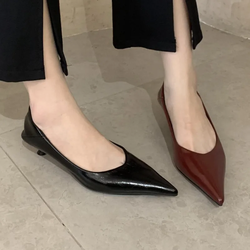 2025 봄 디자인 럭셔리 여성 신발 지적 얇은 낮은 굽 우아한 파티 여성 신발 Zapatos De Mujer