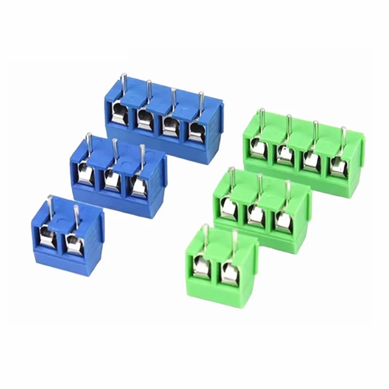 20pcs/lot KF301-5.0-2P KF301-3P KF301-4P Pitch 5.0mm Straight Pin 2P 3P 4P Screw PCB Terminal Block Connector Blue Green
