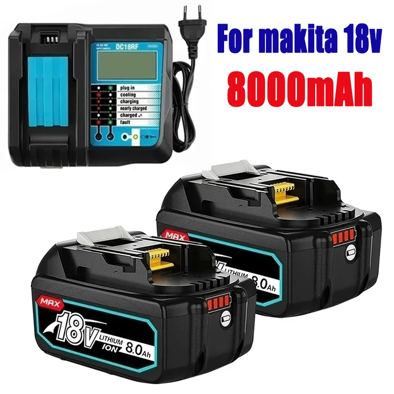 

Genuine With Charger BL1860 Rechargeable Battery 18V 8000mAh Lithium Ion for Makita 18v Battery 8Ah BL1850 BL1880 BL1860B LXT400