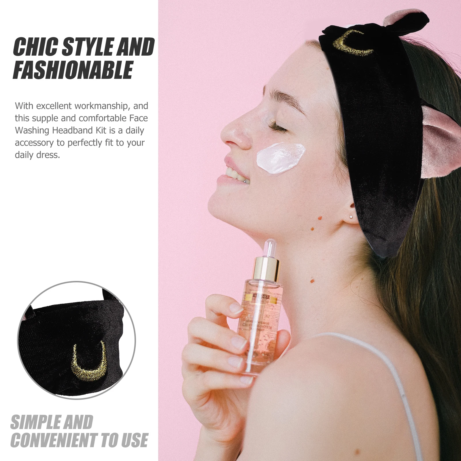 

Chic Face Washing Headband Women Makeup Spa Elastic Comfortable Portable Hairband For Home Hotel Facial Cleaning Stretchy Lovely