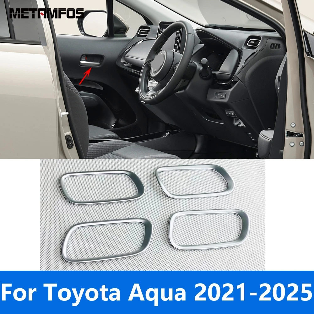 

For Toyota Aqua 2021-2023 2024 2025 Matte Inside Door Handle Bowl Cover Molding Trim Decoration Frame Interior Car Accessories