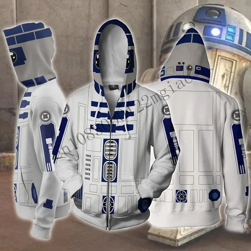 R2-D2 Hoodies Robot Sweatshirts R2-D2 Cosplay Costume Darth Vader Storm Trooper Zipper Jacket Men Women Top CMM221