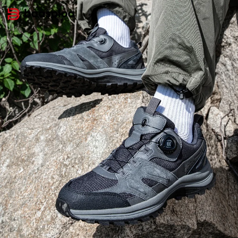 Baasploa Men Hiking Shoes Non-Slip Wear Resistant Outdoor Climbing Walking Shoes for Men Comfort Inner Cotton Outdoor Sneakers