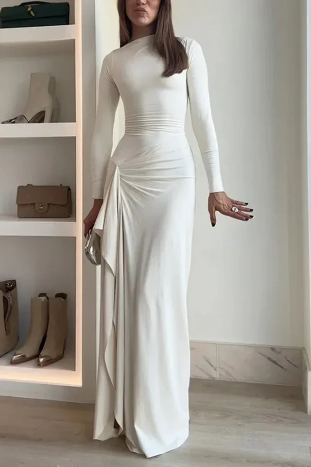 المرأة الخريف الشتاء جديد طويل الأكمام سليم صالح فساتين راقية عادية الدانتيل متابعة فستان مرن