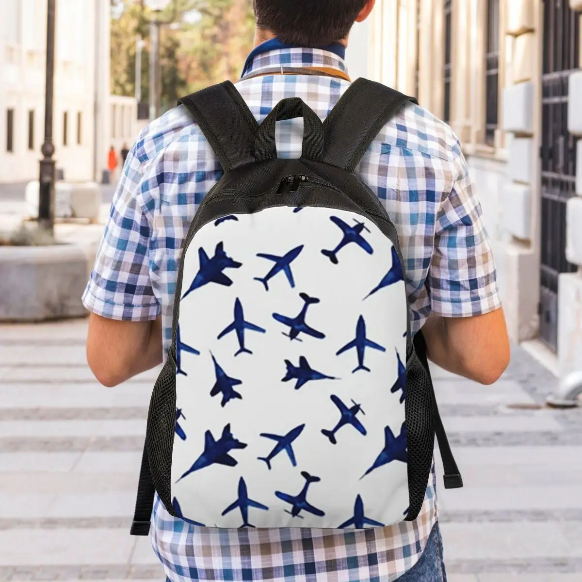 Random Airplanes Pattern Aviation Fighter Pilot Backpack Student Boys Girls BookBag School Bag Computer Shoulder Bags