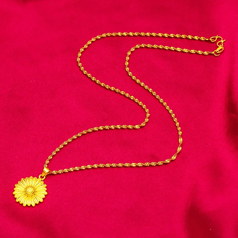 

Sunflower Necklace for Women, 24K Gold, AU999 | 3D gold petals with diamonds, vibrant sunflower pendant for daily radiance