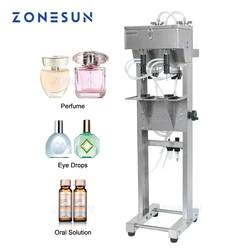ZONESUN Vacuum Liquid Perfume Filling Machine Milk Water Eyewash Cosmetics Beverage Pneumatic Filler Bottle Filling Equipment