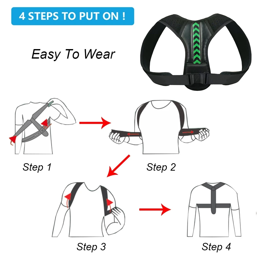 Posture Corrector Back Brace Adjustable Straightener Mid Upper Spine Support Neck Shoulder Clavicle Back Pain Relief-Breathable