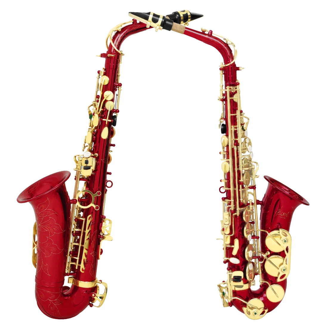EB Saxophone With Pattern White Shell Button Red Alto Saxophone