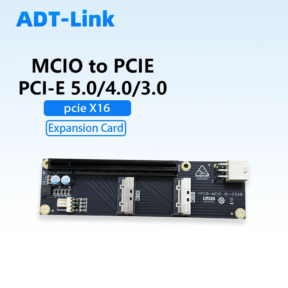 

MCIO To PCIe Adapter Card PCIe X16 Supports PCI-e 5.0 / 4.0 / 3.0 Brand New Backplane