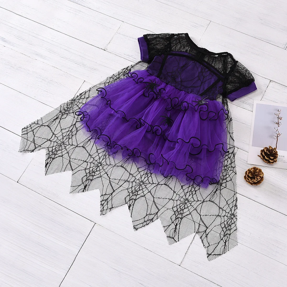 1-6 Jahre Baby Mädchen Spider Mesh Fantasy Kleid Prinzessin Vampir Hexe Halloween Karneval Kinder Bühnen-Cosplay Party Outfit – Detail 14
