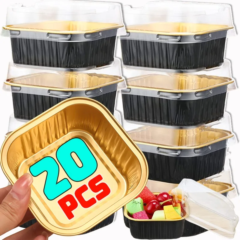 

10/20 шт. квадратные коробки для выпечки из алюминиевой фольги, кухонные формы для выпечки шоколадного торта ручной работы, вечерние коробки для упаковки десертов с крышками