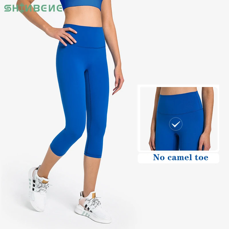 

SHINBENE 20" Classic 3.0 High Waist Fitness Sport Capri Pants Women No Front Seam Naked Feel Gym Yoga Cropped Pants 3/4 Length