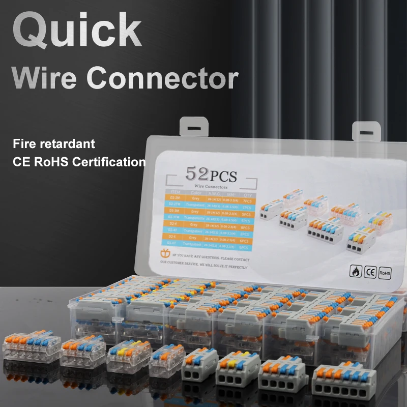 Boxed Kits Compact Quick Wiring Connectors Splitters Push-In with Lever Nuts Connectors Butt Household Terminal Blocks