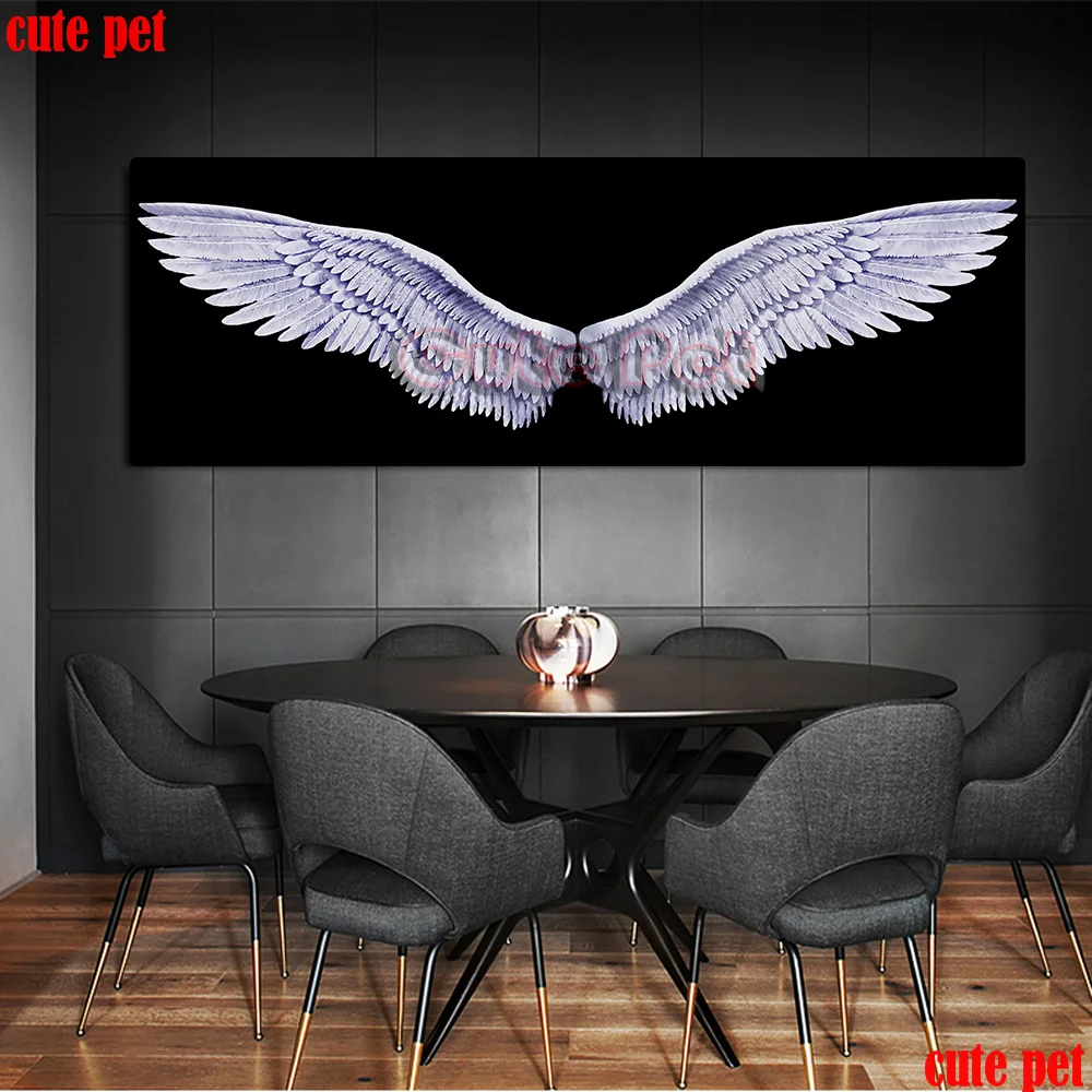 Full square round diamond painting Angel wings diamond embroidery 5D rhinestone mosaic diamond inlaid pattern decor salon large