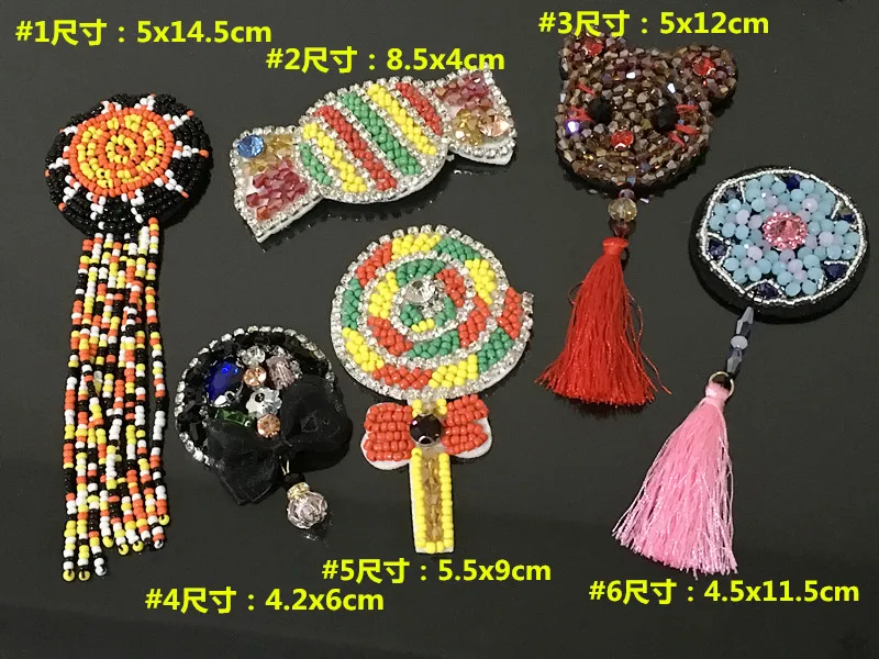 Parches con cuentas de caramelo piruleta, parches con apliques para ropa, parches bordados de tela para ropa, parches para la ropa
