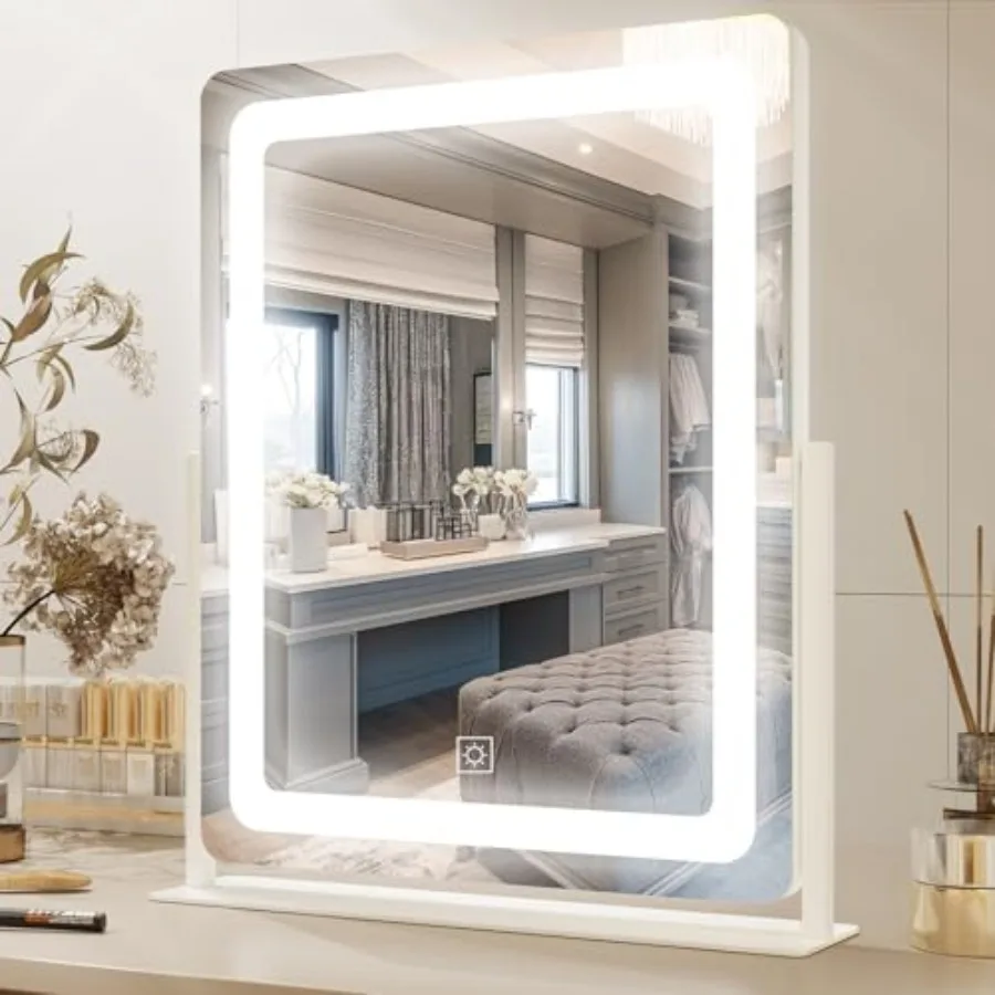 

Vanity Mirror with Lights 19"x22" Large Makeup Mirror with Lights LED Lighted Makeup Mirror Touch Screen with 3-Color Lighting