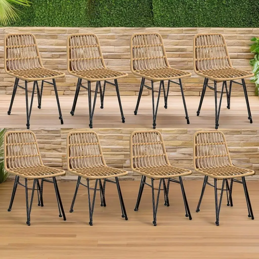 9-Piece Poly Rattan Patio Dining Set for Outdoor Garden & Balcony Furniture