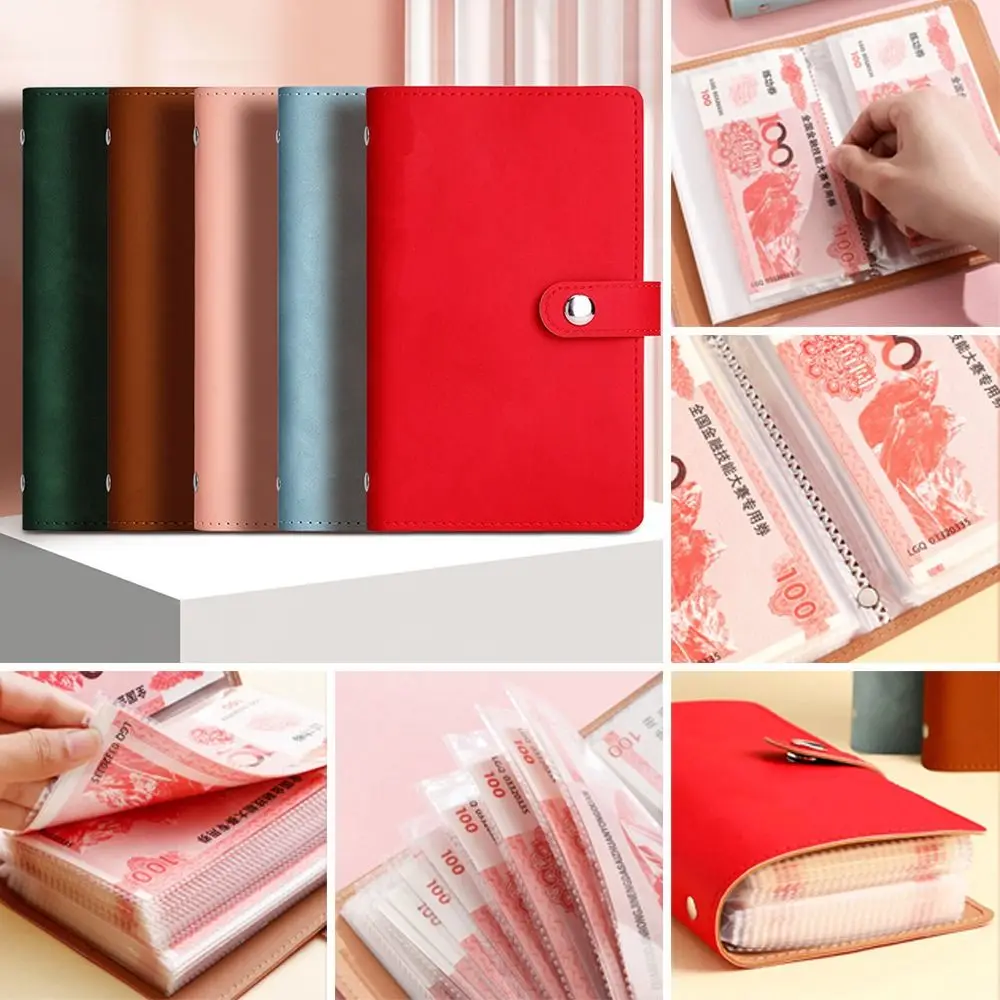Save Money 100 Envelopes Money Saving Challenge Large Capacity PU Money Collection Book Waterproof Reusable