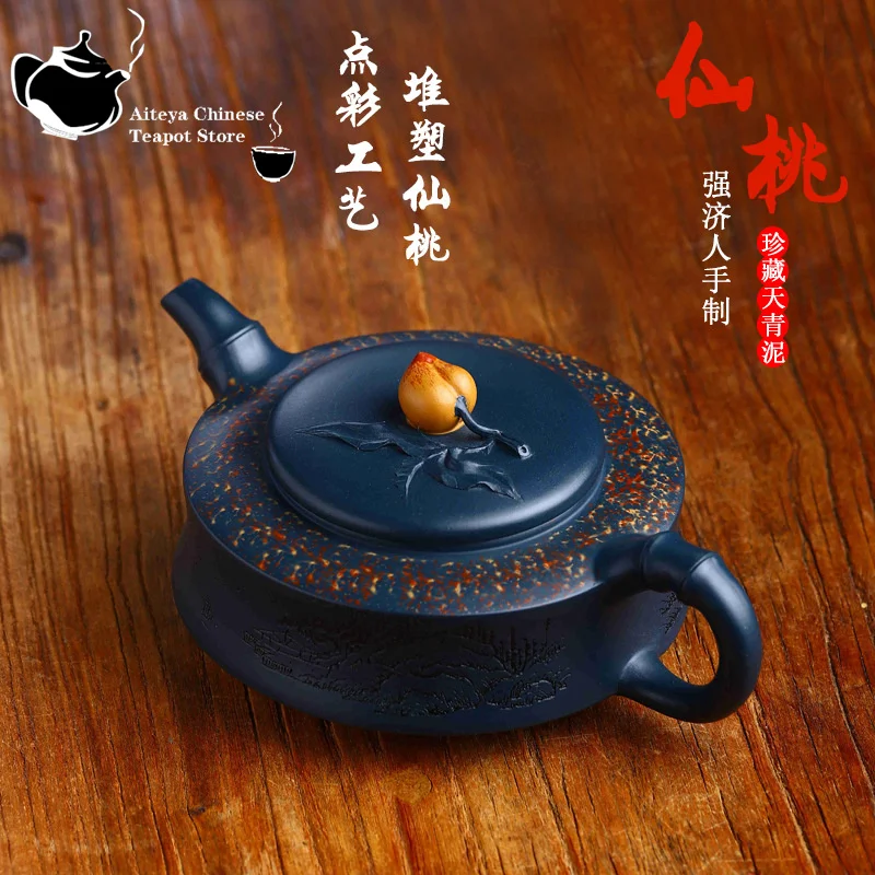 

Yixing-Handmade Clay Teapot, Kung Fu Tea Set, Chinese Teapot Collection, Celestial Clay Fairy Peach, 350ml