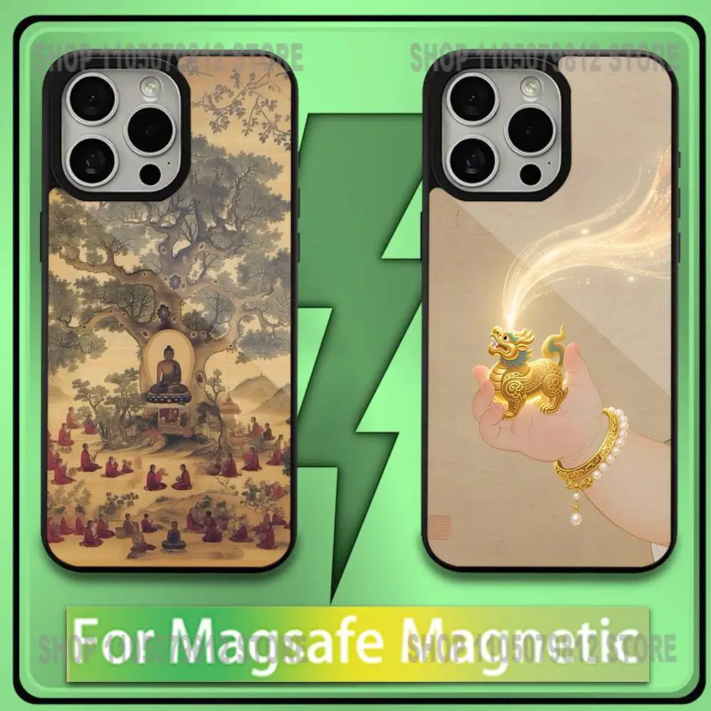 

Religious Art Golden Buddha Ornate Phone Case For iPhone17,16,15,14,13,12,11,Plus,Pro,Max,Mini Magnetic Wireless Charge