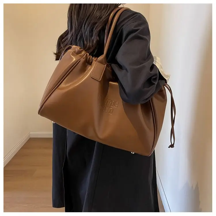 JIAERDI Vintage Brown Tote Bag Women Retro Pu Leather Large Capacity Handbag Female Harajuku Casual Shoulder Bag Luxury Design