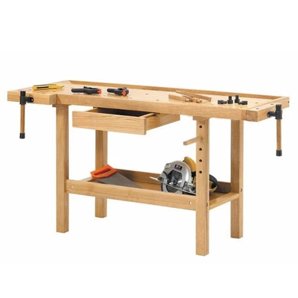 multifunction rubber wood woodworking workbench with vise