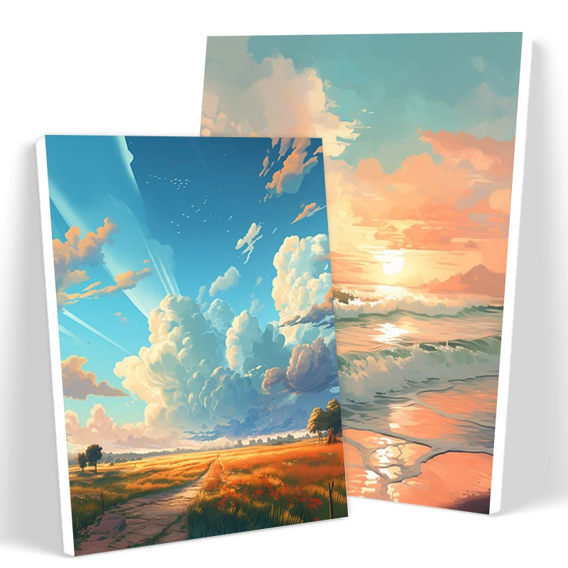 

SDOYUNO Diy Oil Painting By Numbers Watercolor Seascape Landscape Picture Frame Modern Oil Diy Set Handicraft Home Decor