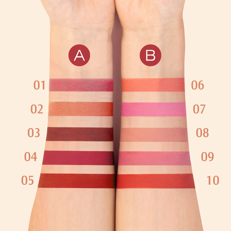 Set di rossetti opachi a lunga durata 5 colori Lip Gloss Pastello Rossetto Rubino Rosso Nudo Marrone profondo Prugna Impermeabile 24 ore Trucco labbra Regalo