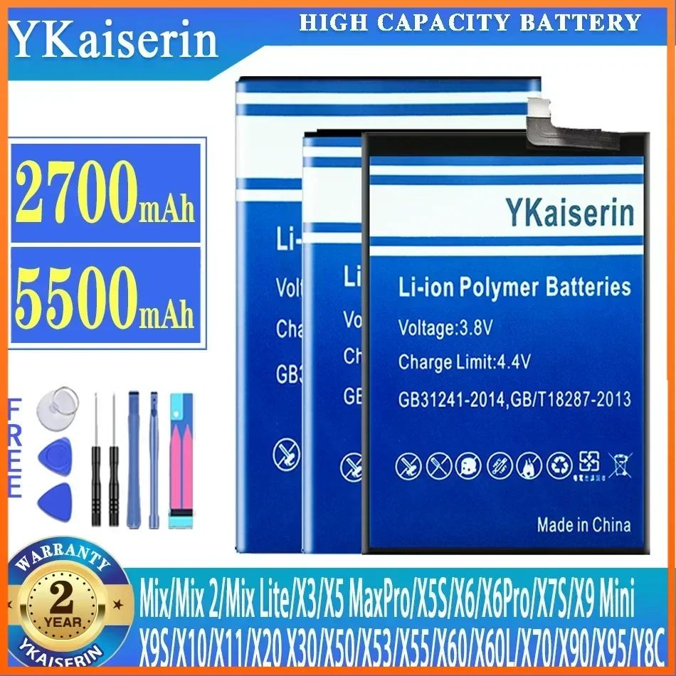 YKaiserin Battery For Doogee X53/X5/X5 Max Pro/X30/X3/X20/X11/X11/Mix 2/Mix/Mix Lite MT6737/X50/X10/X11 bateria +Tools