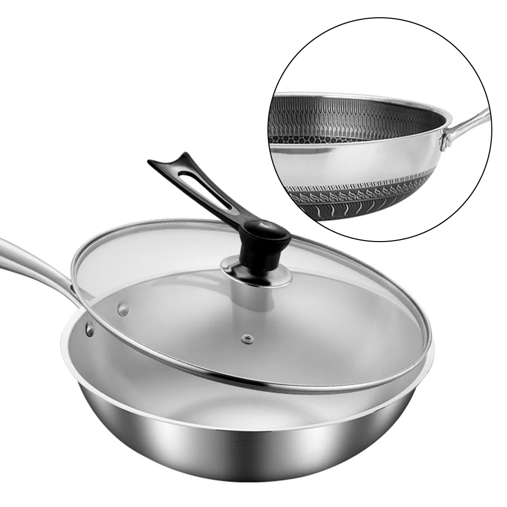 

Frying Pan Griddle Non-stick Deep Fryer Stir Fry Pan For Open Flame Use Three Layer Steel Cookware Kitchen Accessories