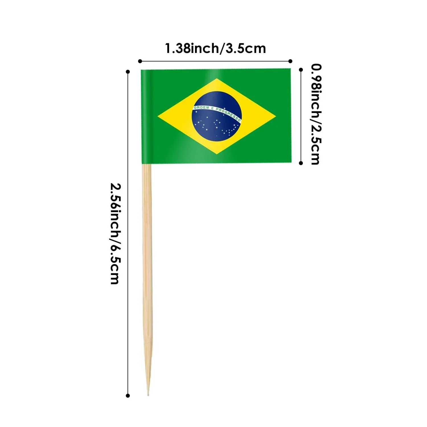 Bandeiras de palito de dente com bandeira do brasil, 100 peças pequenas e minúsculas para cupcake do brasil, bandeiras para dia nacional, decorações de festa de aniversário