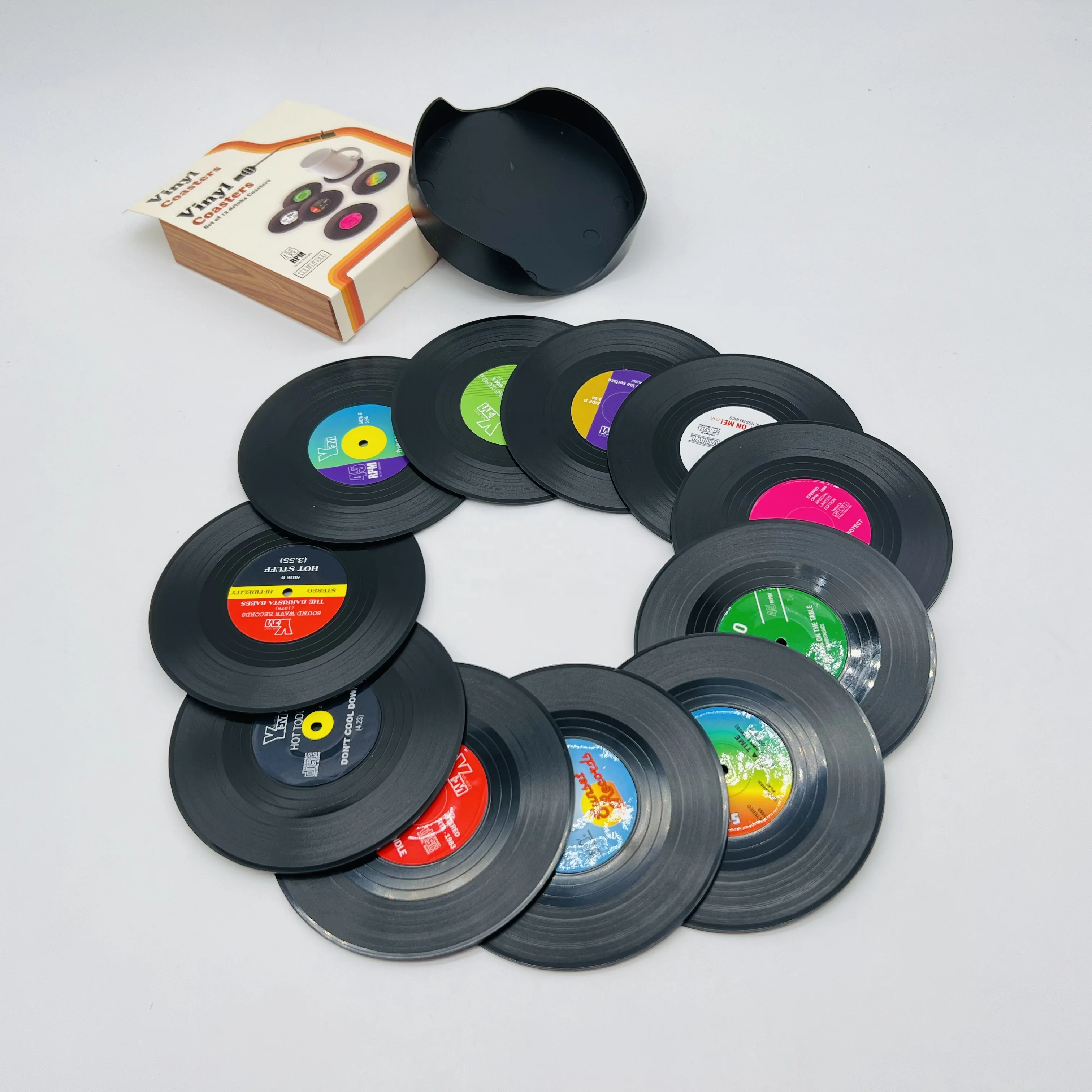 Vinyl Record Coaster Record Decorative Wall Retro CD Table Mat Creative Home Accessories Gifts for Men and Women