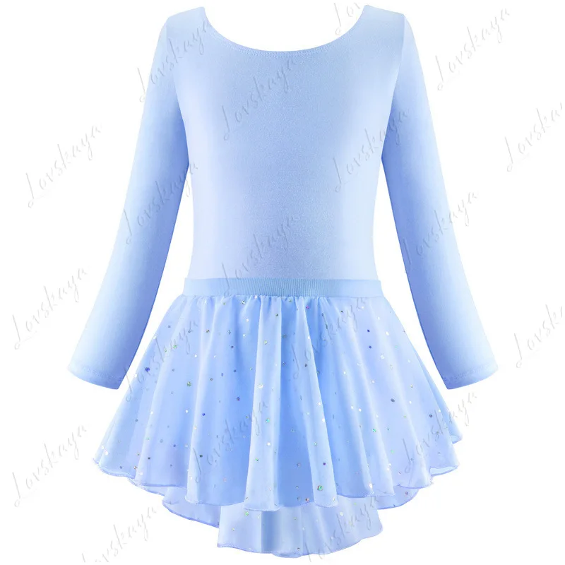 Kinder Tanzanzug Mädchen Ballettkleid Pailletten Mädchen Langarm Übungsanzug