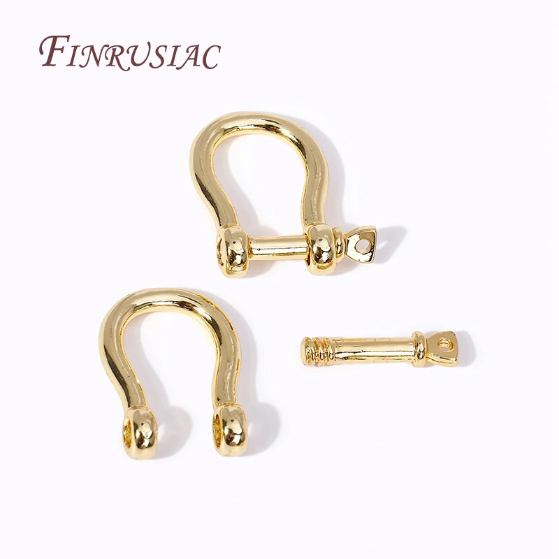 18K Gold Plated Brass Metal U-Shape Shackle Screw Lock For Jewelry Making, DIY Leather Rope Metal Chain Jewellery  Accessories